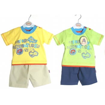 Baby Boy's 0 To 9 Months ' Safari' - Canvas Shorts & Tee Shirt Set -- £5.99 per item - 6 pack